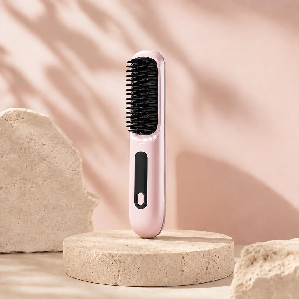 PureSheen straightener brush in Blush Pink